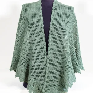 עליונית סרוגה מעוצבת בצבע ירוק כהה